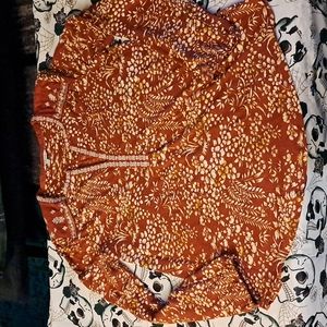 LUCKY BRAND Floral Print Vneck Top Sz L